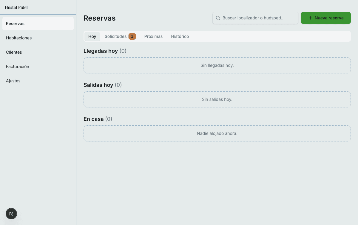 Hostal Fidel — booking management