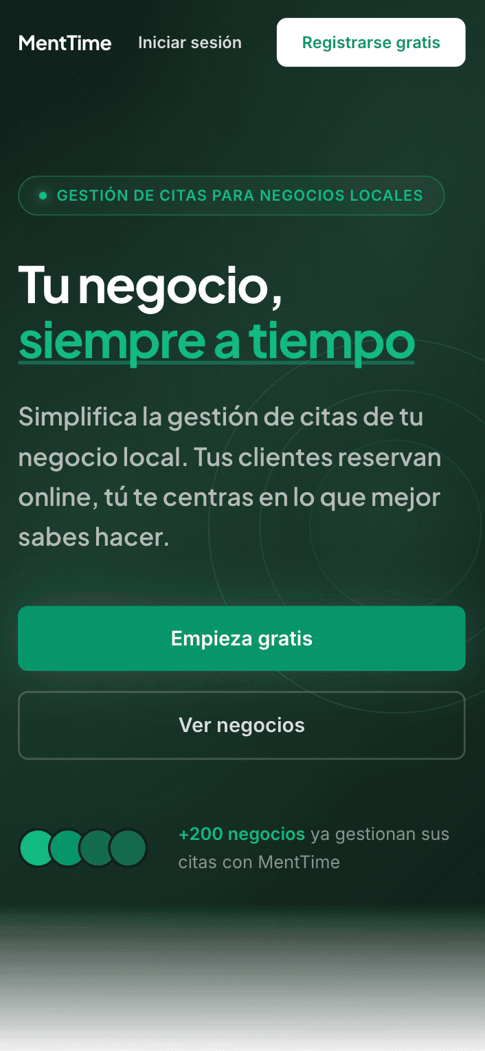 MentTime — panel de gestión del negocio