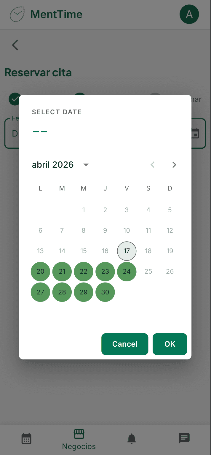MentTime — perfil del profesional