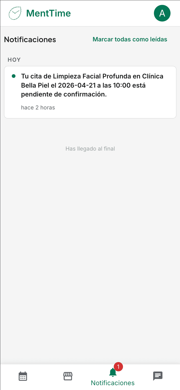 MentTime — vista de agenda semanal